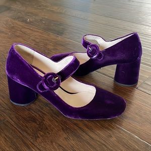 Authentic Prada velvet Mary Janes heels